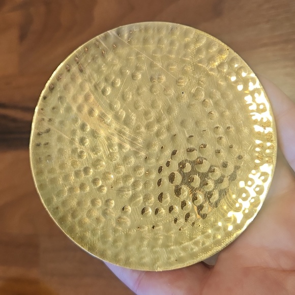 Vintage Golden Hammered Brass Round Coasters, Set of Two - Picture 5 of 12